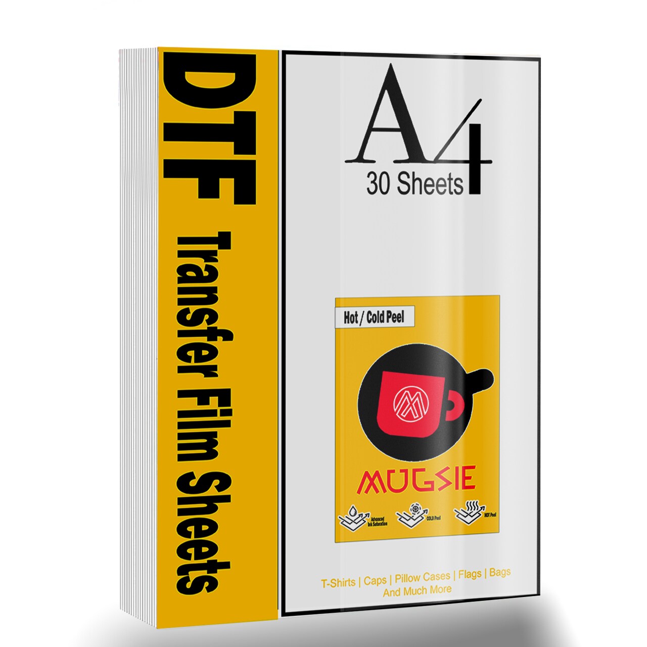 A4 (8.3"×11.7") DTF Transfer Film - 30 Sheets with Double-Sided Matte Finish. Compatible with Sublimation and DTF Inkjet Printers. Ideal for Direct-to-Film Transfer onto T-shirts and Textiles.